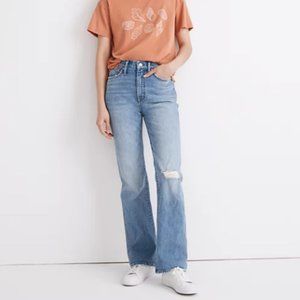 Madewell high-rise bootcut jeans in firth wash: knee-rip edition